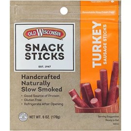 Old Wisconsin Turkey Snack Sticks High Protein Gluten Free 6 Ounce Pack