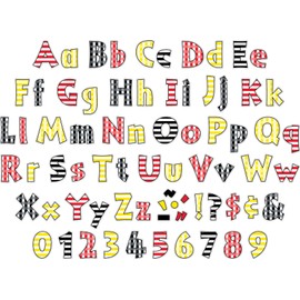 Barker Creek Letter Pop-Out Set of 2, 4" Stripes & Solids, Mixed-Design, 255 Upper and Lowercase Letters, Numbers & Punctuation Marks in Each of 2 Designs, 510 Characters Total (4141)