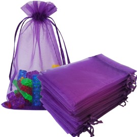 Jwsqmc 4x6 Inch Organza Gift Bags with Drawstring for Jewelry,Candy,100 Pcs Purple Sachet,Sheer Fabric Mesh Pouches for Baby Shower,Girl Birthday Presents,Party Favors,Wedding,Bridal Shower,Makeup