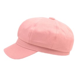 B-HOT Womens Newsboy 8 Panel Cabbie Painter Baker Boy Flat Cap for Men Ladies Cotton Peaked Visor Beret Hat A:Pink