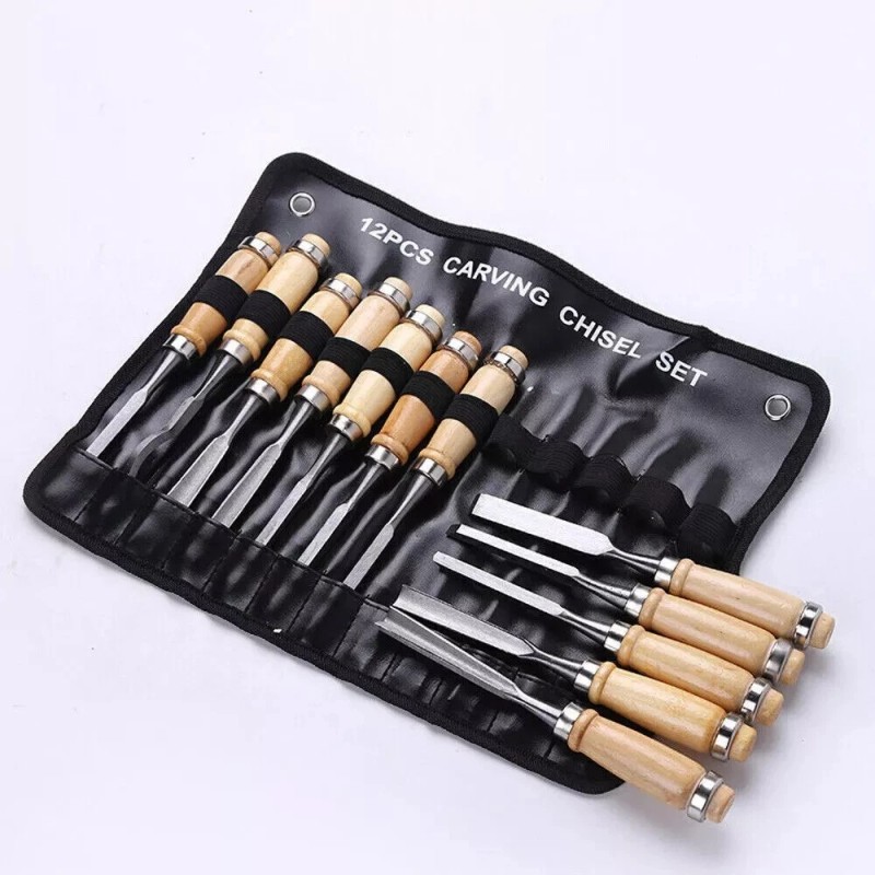 Unbranded 12 Pcs Wood Carving Hand Chisel Tool Set Professional