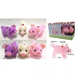 Bazic Products 1pc Walking Moving Oinking Tail Wagging Plush Baby Mini Pig Piggy (Random Color)