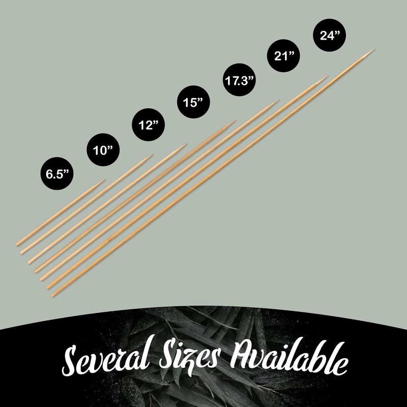 BambooMN - 5mm Sharp-Point Multipurpose Food Bamboo Skewers - 24"
