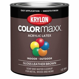 Krylon COLORmaxx Brush-On, Gloss, Leather Brown, 1 Quart