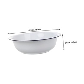 Operitacx Thickened Enamel Washbasin Large Enamel Bowl Retro Design for Kitchen Bathroom Multipurpose Mixing Bowl