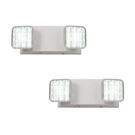 TANLUX LED Emergency Lights with Battery Backup, Two Head Adjustable Commercial Emergency Lights, UL Listed, AC 120/277V, Hardwired Exit Light Fixtures - 2 Pack (White)