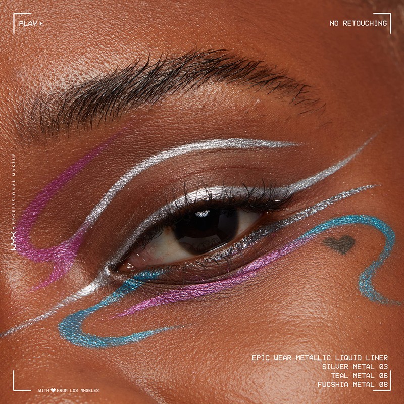 NYX Professional Makeup,Epic Wear, Delineador Líquido de Ojos, Silver Metal,