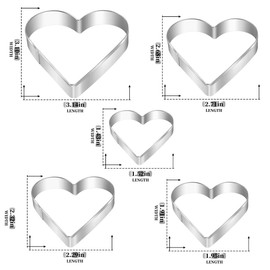 Heart Cookie Cutter Set, Gtmkina 5 Pieces Stainless Steel Small Biscuit Cutters Heart Shaped Mold for Kids Holiday Birthday Party