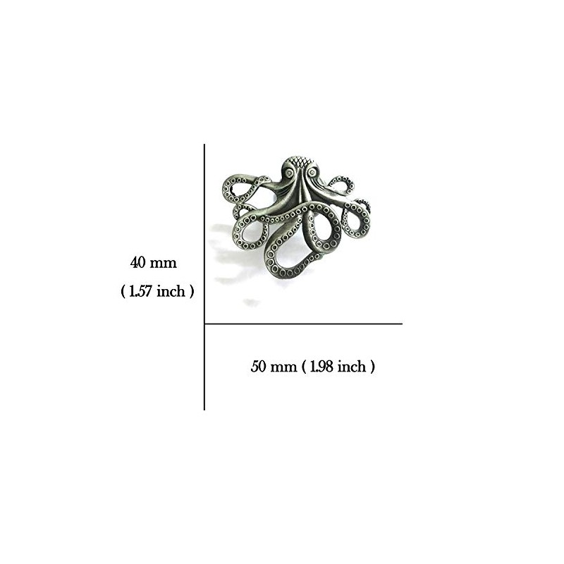 ZTie Set of 4 Octopus Drawer knobs for Coastal Home
