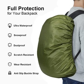 Evotopf Waterproof Backpack Rain Cover with Adjustable Anti Slip Buckle Strap & Sliver Coating Reinforced Inner Layer for Camping, Hiking, Traveling, Hunting, Biking and More, 15-80L