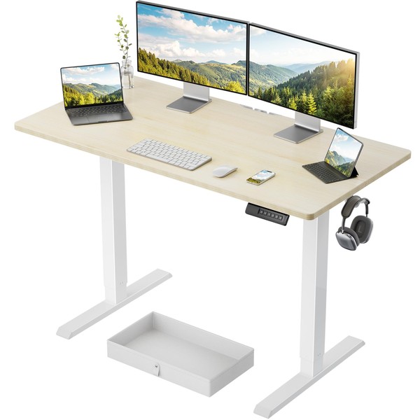 Marsail Electric Standing Desk with Drawer, 48 x 24 Electric