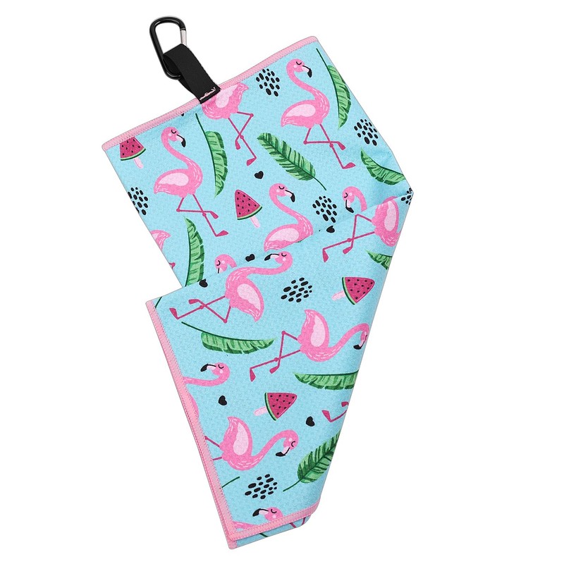SHABIER Golf Towel with Flamingos Design Golf Microfiber Waffle Pattern