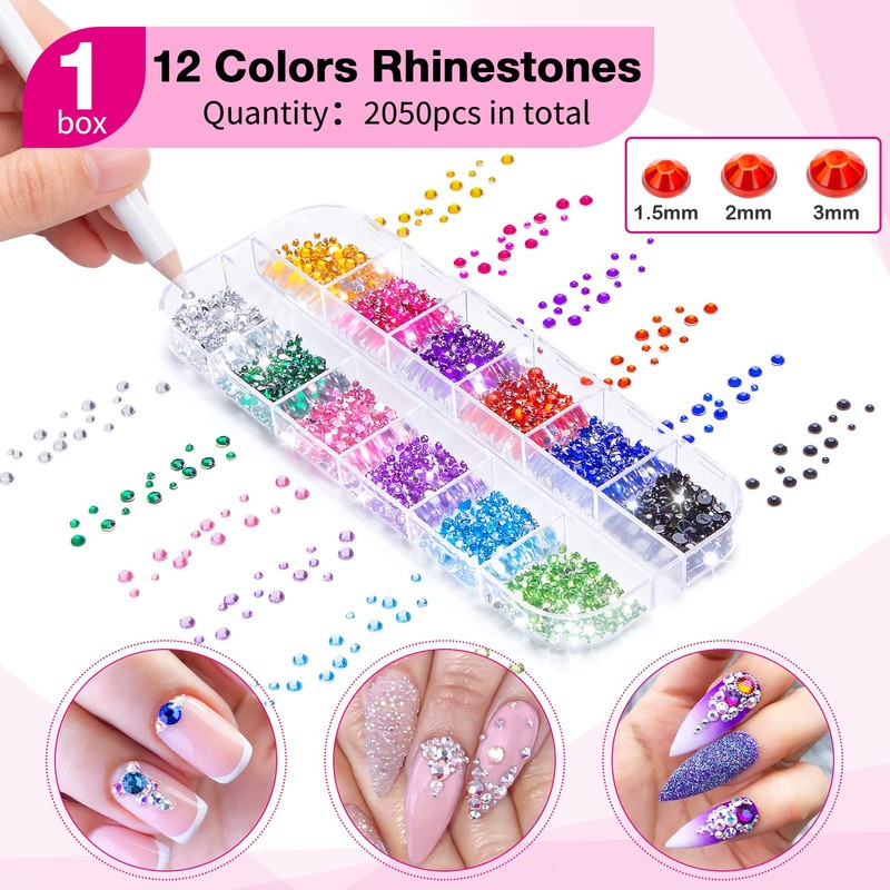 MELLIEX 45 Piece Nail Art Brush Set, Nail Brush Rhinestones