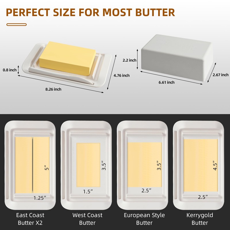 ECOWAY Bamboo Butter Dish with Lid and Knife, Large Butter