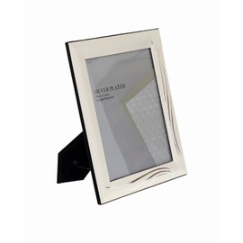 4x6-inch Satin Silver Plated Photo Frame Grass Blade Design Stands/Hangs both ways (Landscape or Portrait) Two-Tone - 328ASS30 (4x6-inch)