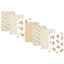 Hudson Baby Unisex Baby Cotton Flannel Burp Cloths, Teddy Bears 7 Pack, One Size