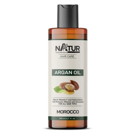 NaturCrest 100% Pure & Natural Organic Moroccan Argan Oil 200 ml | For Healthy Hair, Face & Skin | Frizz Free & Stronger Hair, Daily Nourishment | GMP Certified.