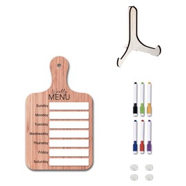 Fridge Meal Planner, Weekly Meal Prep Board - Magnetic Wooden Weekly Fridge Planner Planning Board for Kitchen Fridge Easy Install