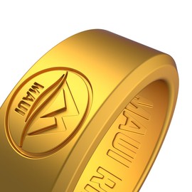 Maui Rings - Anillos de boda de silicona para hombre, estilo solid, multiuso, Dorado, 10