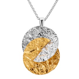 LILLY MARIE Women's Simple Necklace 925 Silver Pendant Crinkled Silver/Gold Length Adjustable Gift Box Gift for Mum, Silver