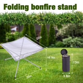 Wshxjzyay 22Inch Portable Outdoor Fire Pits,Foldable Stainless Steel Mesh Fire Pit,Collapsible Fireplace Space Saving for BBQ Heating,Bonfire,Barbecue,Patio,Backyard,Garden