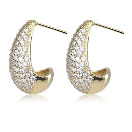 OPUHOHR Women's Earrings Jewelry Fashion Women'S Jewelry 925 Silver Needle Teardrop-Shaped Female Earrings, Gold-Plated Earrings With Shiny Zircon On The Surface, Jewelry Gifts