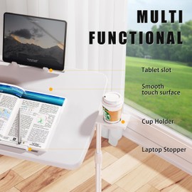Ultra TV Tray Table, Allpop TV Dinner Tray for Eating, Adjustable Folding Tray Table with Book Stand, Cup Holder, Laptop Stopper & Tablet Slot on Coach & Bed, Black