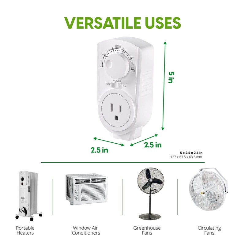 EconoHome Adjustable Thermostat - Universal Plugin Heating & Cooling Thermostat