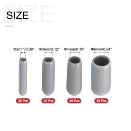 QUARKZMAN Pack of 100 Rubber End Caps Set 2/3/4/6 mm Inner Round Rubber Caps Vinyl Protective Caps Cover Screws Thread Protection Bolt Caps for Screw Thread Pipe Chair Legs, Grey