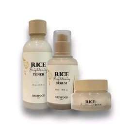 Skinfood 스킨푸드 라이스 브라이트닝 3종(토너+세럼+크림) 톤업 Skinfood Rice Brightening Set (Toner + Serum + Cream) Tone-Up