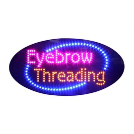 LED Eyebrow Sign for Business, Super Bright LED Eyebrow Threading Sign Electric Advertising Display Sign for Beauty Salon Day Spa Business Shop Store Decor. (19" x 10", Pink)