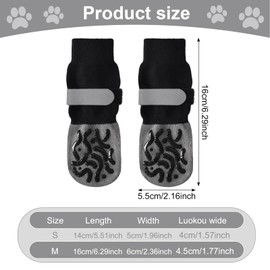 Dog Socks Non-Slip 2 Pairs Double-Sided Non-Slip Dog Socks for Dog Paws, Breathable, with Adjustable Velcro Fasteners, for Dogs, Paw Protection, for Small, Medium Dogs (M)