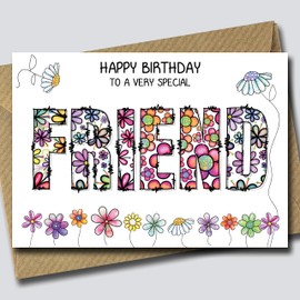 Floral Birthday Card for Friend - Flower card for Friend - Cute daisy card for Friend