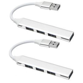 2 USB Hubs, 4-Port USB 3.0 Hub, Ultra-Slim Data Expander, Compatible with Windows, Mac, Linux Laptops & PCs