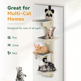 Door Hanging Cat Shelf - Stable & Safe 4-Levels Over The Door Cat Tree Climber with Removable Soft Mat, Vertical Cat Tree Over The Door, Door Cat Shelf for Indoor Cats (A, 59.1" H X 21.6" L X 9.6”w)
