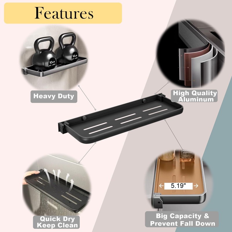 Z metnal RV Foldable Shelf, Metal Floating Shelves, 2 Tier