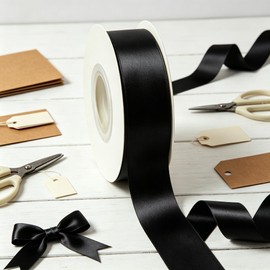 Black Double Faced Satin Ribbon 1" x 100 Yards Gift Wrapping
