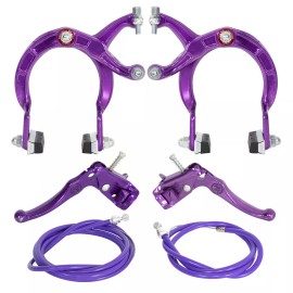 PRO+ BMX Brake FRONT & REAR SET Alloy PURPLE Bike Bicycle Caliper Cable Lever