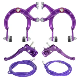 PRO+ BMX Brake FRONT & REAR SET Alloy PURPLE Bike Bicycle Caliper Cable Lever