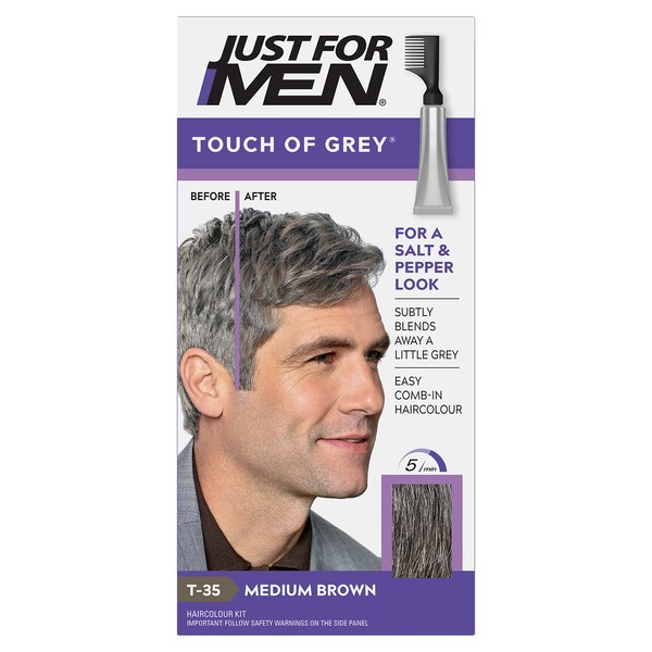 Just For Men Touch of Grey Hair Dye Medium Brown T-35, 1 Kit
