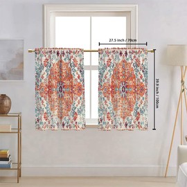 BrilliStar Boho Kitchen Curtains Colorful Bohemian Style Design for Windows Valances Rod Pocket Curtain Valance for Bathroom Living Room Cafe 27.5x39.9 inch Kitchen Curtain for Home Décor 2pcs