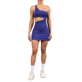 VECVOC Womens Tennis Dress Summer Dress with Built Shorts Exercise Dress for Golf Athletic Dresses,Navy,Small