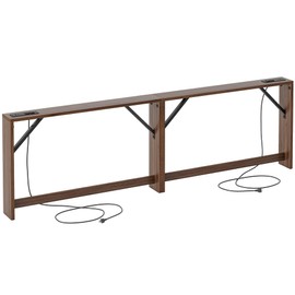 TIQLAB 5.9 Inch Narrow Console Table with Power Outlet,Sofa Table, Total Length 94'' Sofa Table Behind Couch, for Entryway&Living Room, Black Walnut