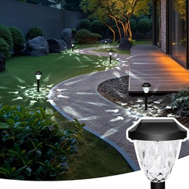 GIGALUMI 12 Pack Solar Lights Outdoor, Solar Pathway Lights with Great Pattern, Waterproof Auto On/Off Solar Powered Light for Outside Yard Garden Walkway Driveway Lawn Pathway