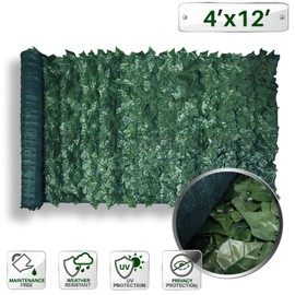 Patio Paradise 4' x 12' Faux Ivy Privacy Fence Screen with Mesh Back-Artificial Leaf Vine Hedge Outdoor Decor-Garden Backyard Decoration Panels Fence Cover - 1 Piece