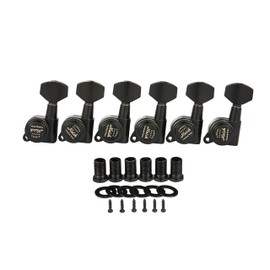 KAISH Lefty 18:1 Locking Tuners Tuning Keys Guitar Locking Tuning Machines with Mini Contemporary Buttons for Strat/Tele/Les Paul Electric/Acoustic Guitars Black