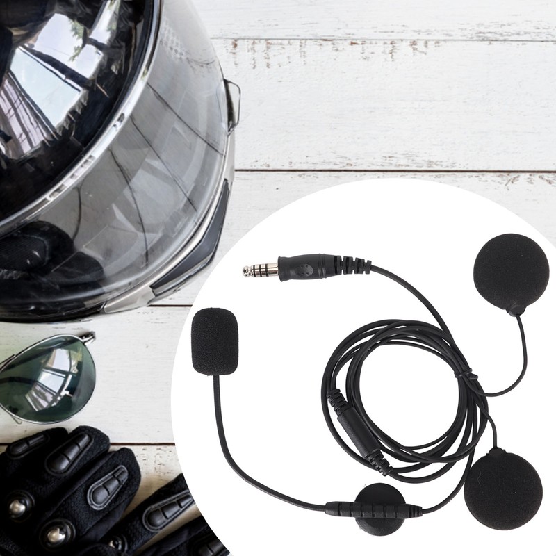 Motorbike Full Face Helmet Earpiece Mic 7.1mm Plug Two Way