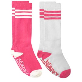 juDanzy Knee High Team Color Tube Socks for Toddler and Youth Boys and Girls (2 Pack) (4-6 Years, Hot Pink)…