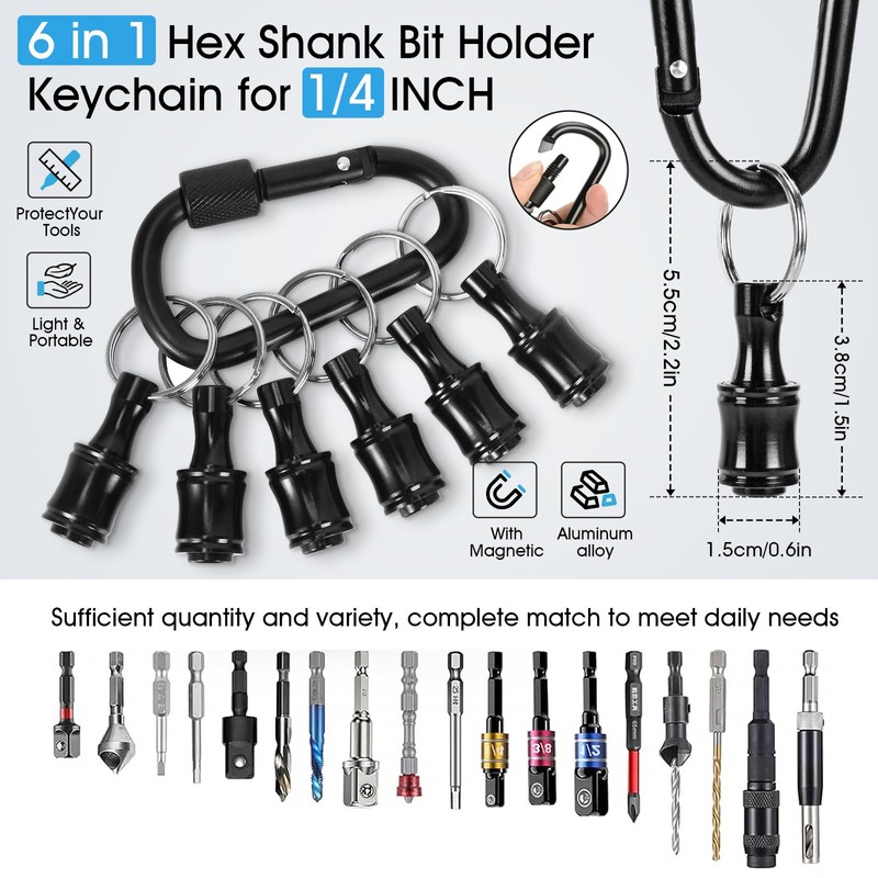 Flexible Drill Bit Extension Set, Hex Shank Bit Holder Keychain,