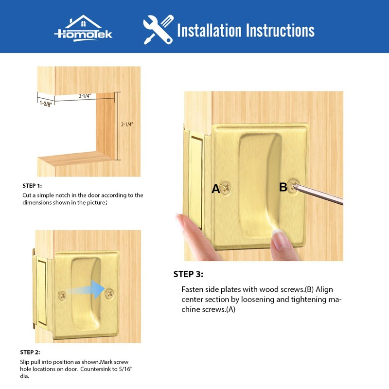 Homotek 2 Pack Privacy Pocket Door Pull - Replace Old